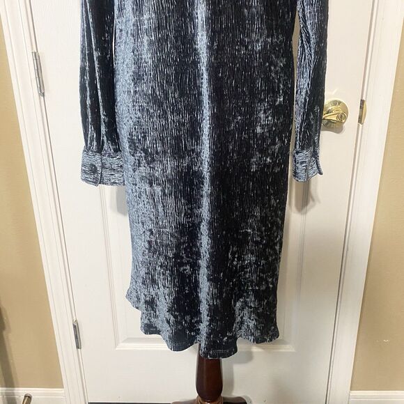 Soft Surroundings Maxime Button Front Velvet/Velour Crinkle Shirt Dress Size L - Picture 9 of 13